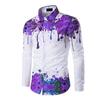 Fashion Lapel Shirt Men Cross Color Stripes Purple Blue Casual Sports Party Comfortable Quality Material Spring Summer New