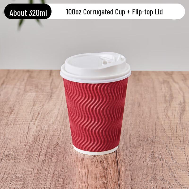 Disposable 3-Layer Anti-Scald Corrugated Paper Cups with Lids