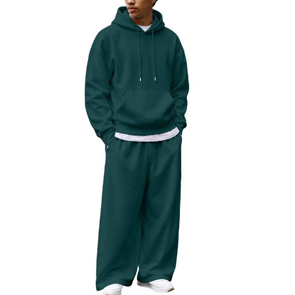 Ensemble sweat à capuche zippé et pantalon de jogging d'hiver pour homme - Tenue décontractée par temps froid