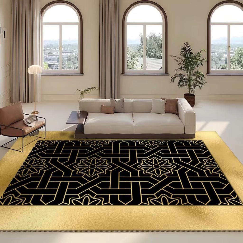 European Style Living Room Luxury Decoration Carpet Gold Sofa Chair Large Area Rug Customizable Easy To Clean Non Slip Mat