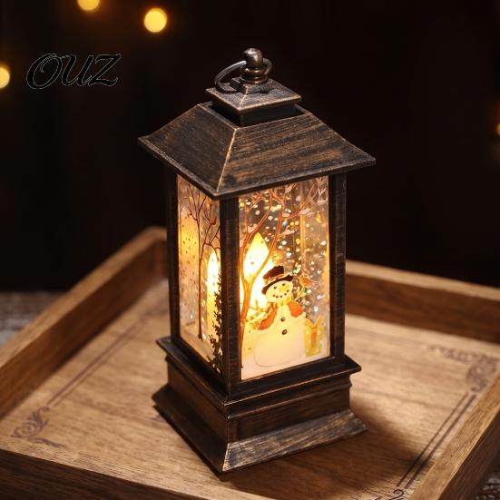 Festive Home Decor Christmas Snow Lantern, Water Glittering Vintage Elk/Santa/Snowman Battery Tabletop Ornament Operated Lighted Table Lamp