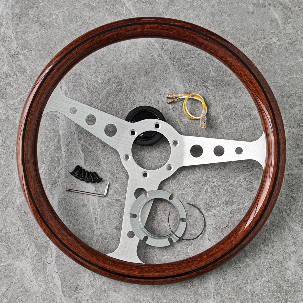 Volante Indy Heritage 350mm 14 Pollici Volante Sportivo da Corsa con Finitura Legno Classica PC-ST54