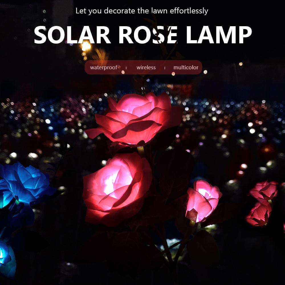 Solar LED Rose Light Outdoor Waterproof Yard Lamp LED Artificial Flower Light Courtyard Landscape Light Garden Decoration