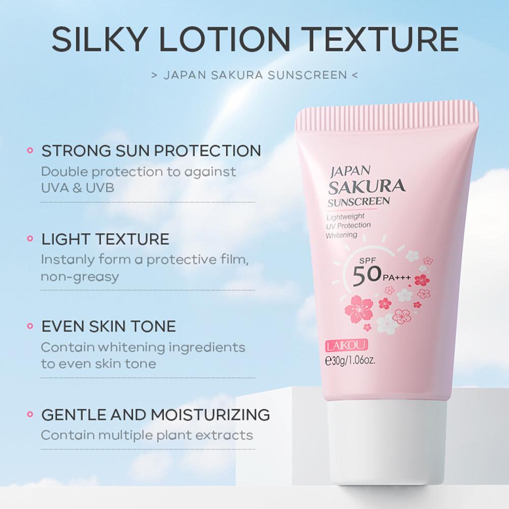 SPF50 Sonnencreme Sakura Gesicht & Körper Sonnenschutz 30ml Natürlich Feuchtigkeitsspendend Wasserfest Haut Sonnenschutz Schützt Beruhigt