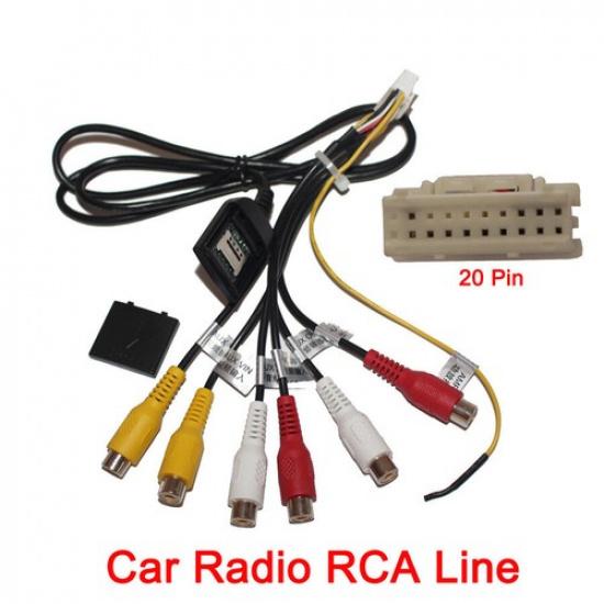 Extended Interface RCA AUX-IN/OUT Cable & SIM Slot For Android Head Unit Stereo