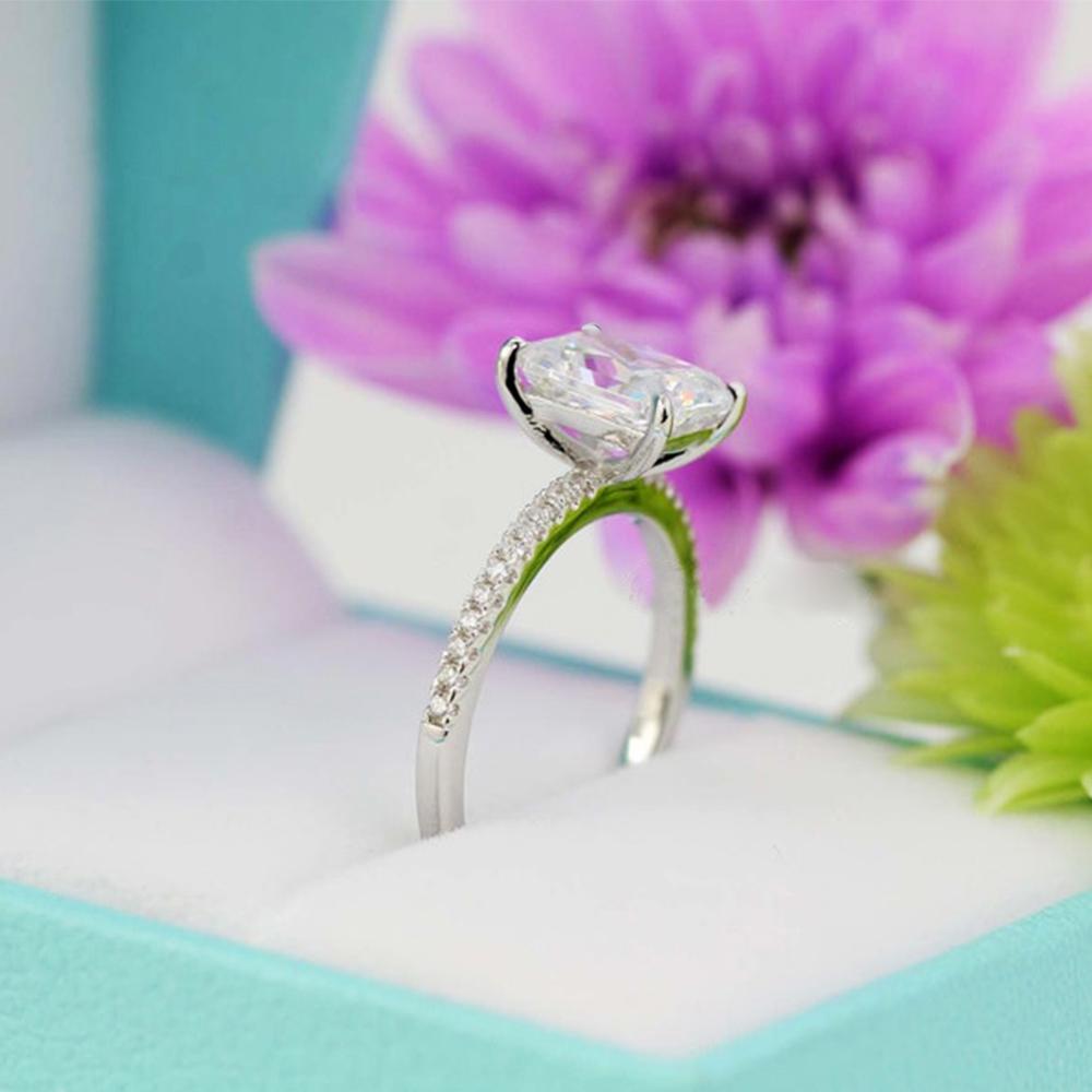 1/2/3/4CT Radiant Cut Moissanite Engagement Ring GRA Certified CopperHalo Diamond Wedding Bands for Women Jewelry