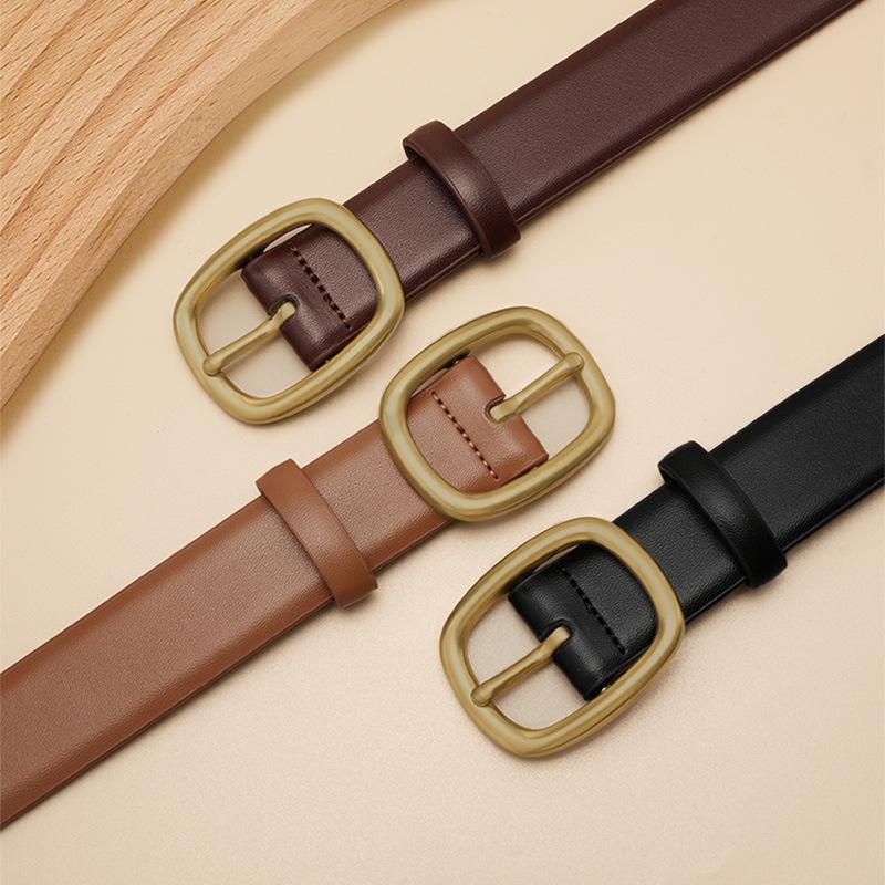 New Women's Belt Double-sided Genuine Leather Classic Versatile Decoration Simple Pin Buckle Belt High Quality Belt for Women