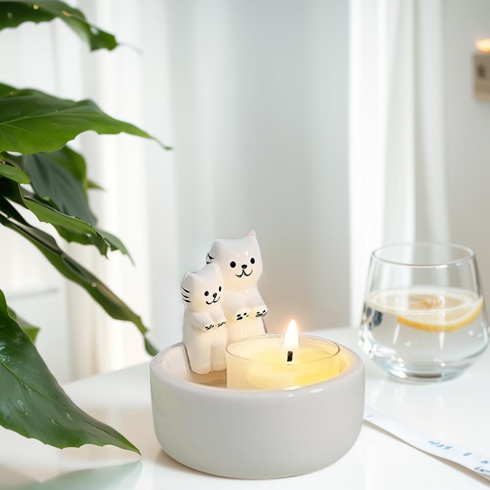 Ceramic Candle Holder Candlestick Holder Cute Tea Light Candle Holder Multifunctional Animal Shaped Gifts for Family Friends