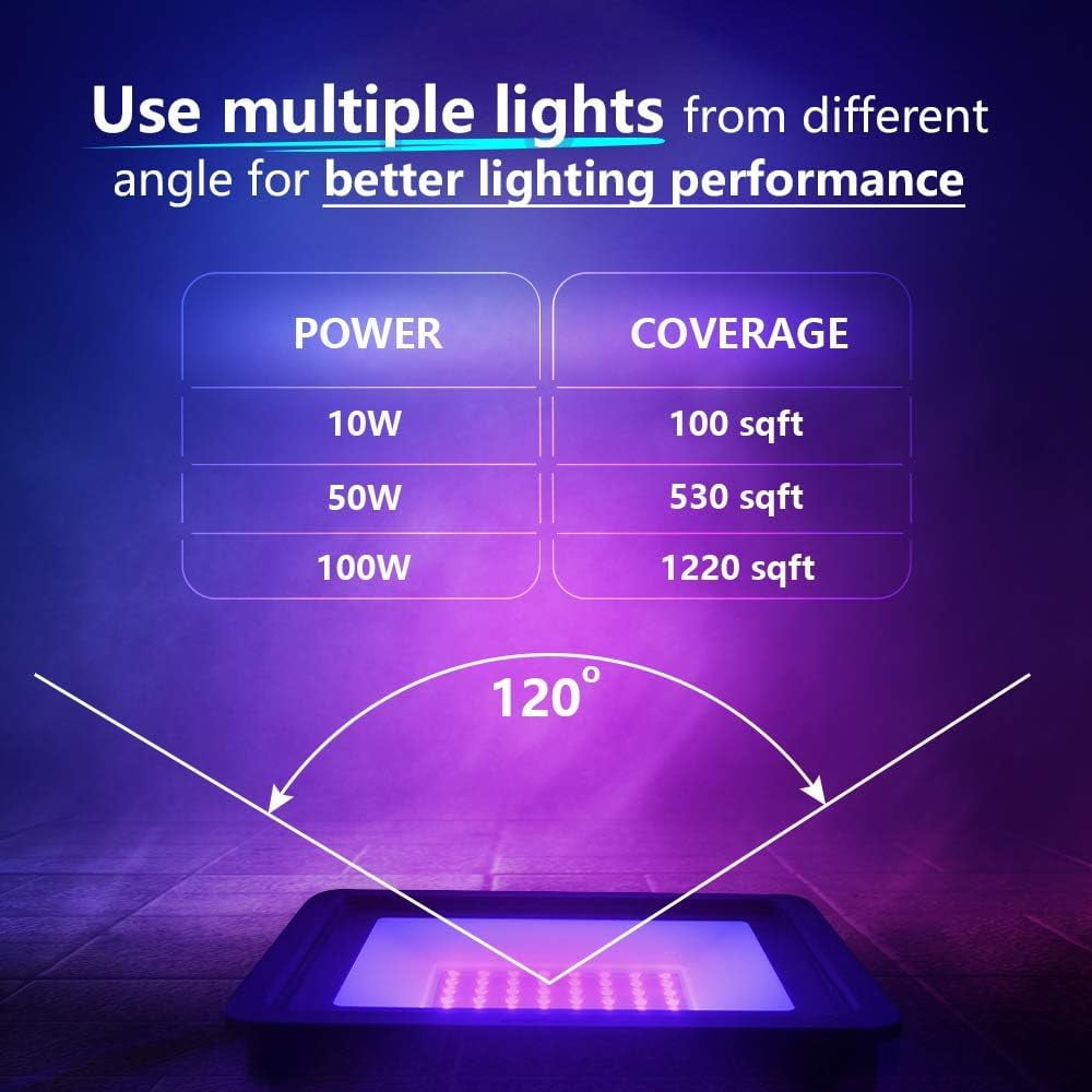 4 Stück LED Schwarzlicht - Hochleistungsbirnen, IP66 Wasserdicht - Ultraviolette Flutlichtbeleuchtung für Aquarium, Indoor- oder Outdoor-Partys