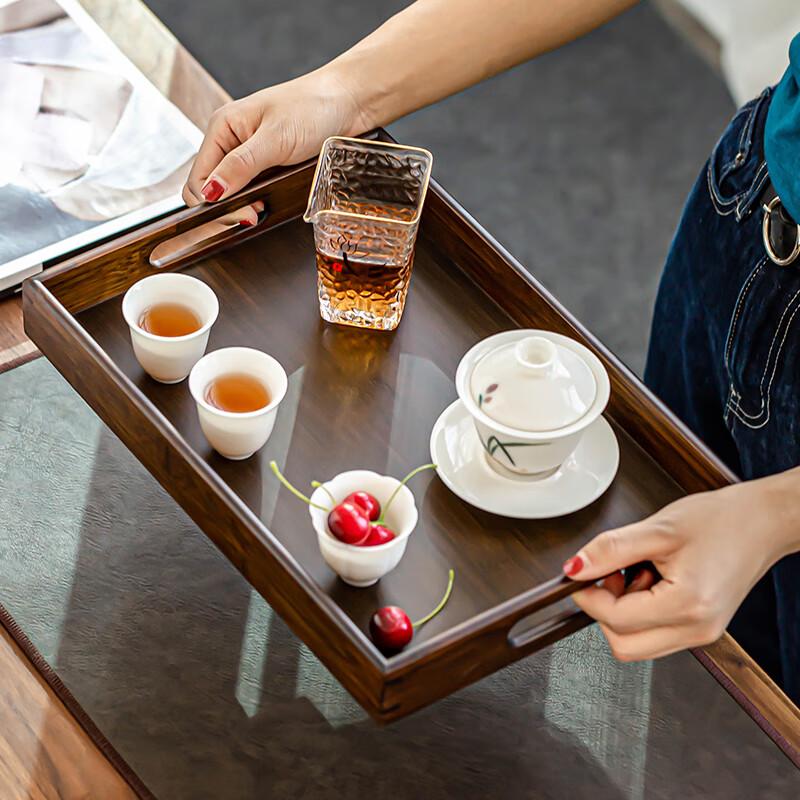 Japanese Style Natural Bamboo Tea Tray with Handles