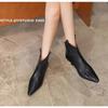 Fashion Womens Ankle Boots 2024 Spring Winter Autumn Genuine Leather Shoes for Female Chelsea Short Boot Chunky Heel Pointed Toe Casual