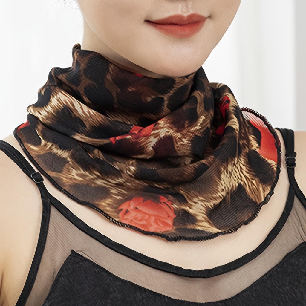 Faux Pearl Pendant Yarn Scarf Fashion Neck Protection Mesh Scarf Elastic Pullover Breathable Neck Scarf For Women