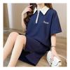 Navava Female No764 Embroidery Point Collar Short Sleeve Dress