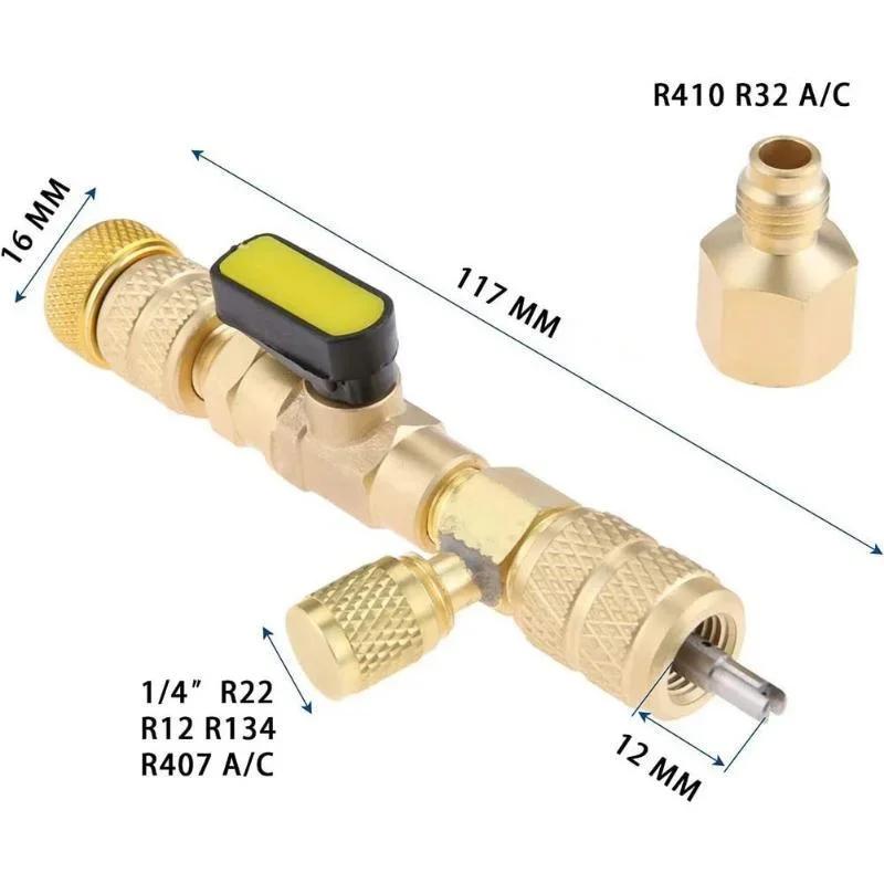 HVAC Valve Core Remover Installer with Dual Size SAE 1/4 & 5/16 Port Air Conditioning Line Repair Tools for R22 R410A Car Tool