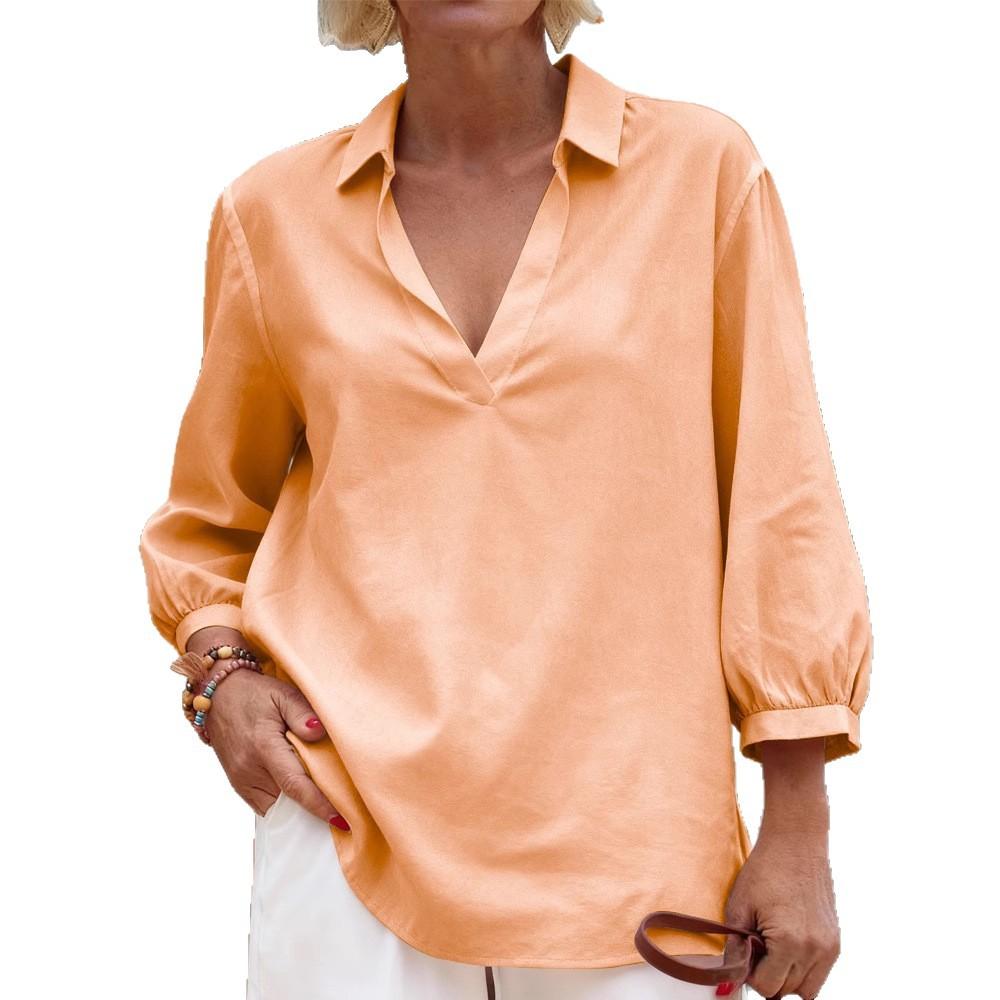 2025 New Women's Long-sleeved Shirt Collar Door Tube Regular Solid Color Multi-color Women's Top Shirt