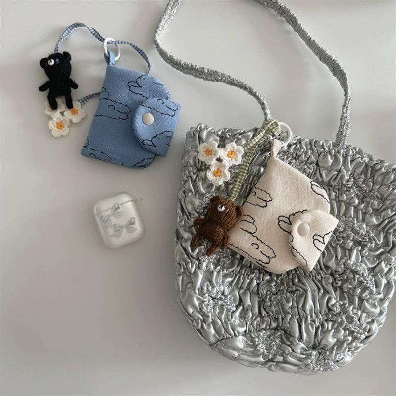 Korean Floral Daisy Multi-Layer Coin Purse & Canvas Bag