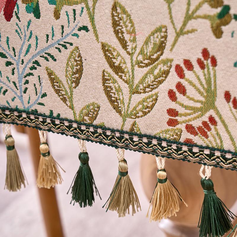 Colorful Flower Jacquard Table Runner with Tassel Kitchen Dining Table Decoration Embroidered Table Runner for Home Party Decor