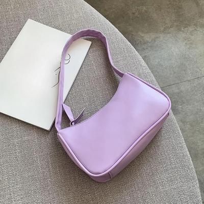 Retro Solid Color Totes Bags Women's Fashion Handbags PU Fashion Small Shoulder Bag Travel Zipper Armpit Purses