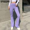 Solid Hot Y2K Woman Pants Aesthetic Fashion Streetwear Women Clothes Slim High Waist Sexy Bell Bottom Long Flare Tights