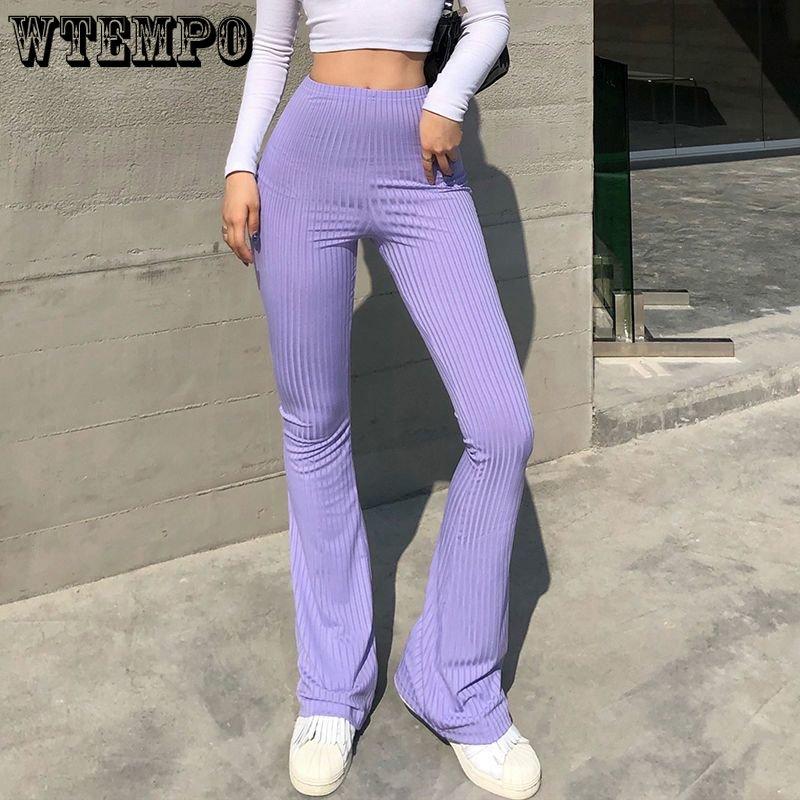 Solid Hot Y2K Woman Pants Aesthetic Fashion Streetwear Women Clothes Slim High Waist Sexy Bell Bottom Long Flare Tights