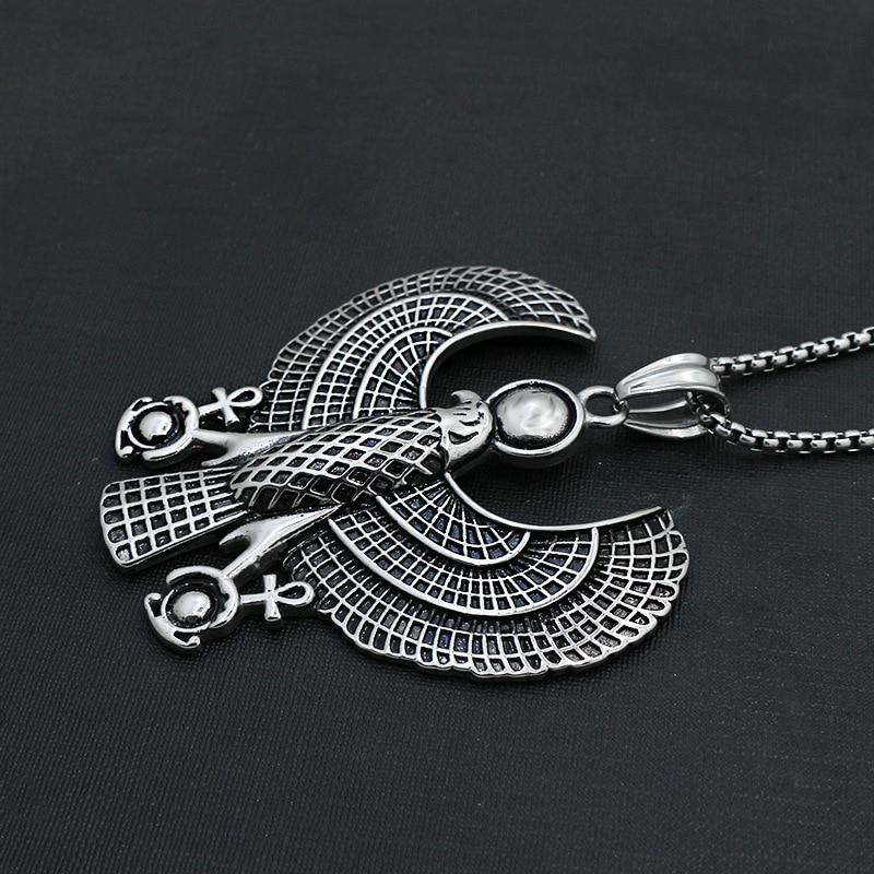 PikaLF Collana Uomo Aquila Egizia Horus – Ciondolo Vintage Punk Rock Con Catena 60 Cm, Acciaio Inox