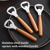 1Pc Stainless Steel Bottle Opener With Wooden Handle Unique Design For Opening Beer Soda Other Beverage Bottles Kitchen Gadgets