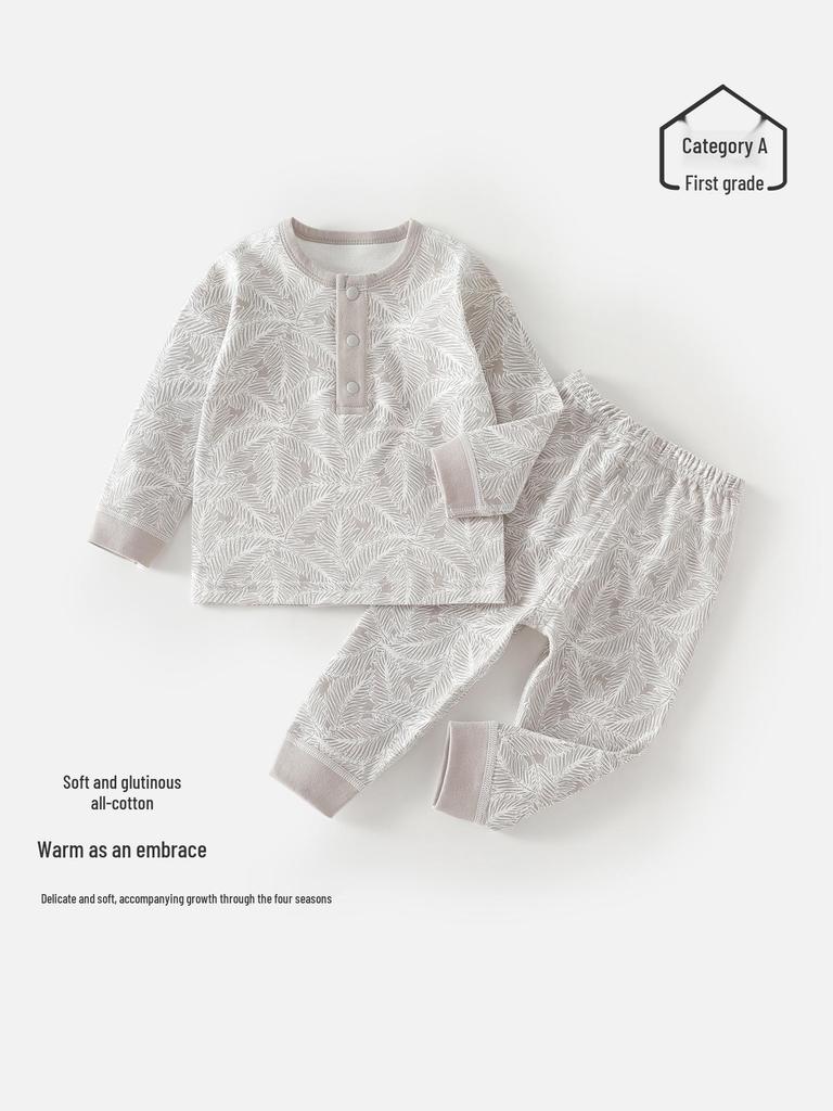 Leaf Cotton Flannel Pajama Set - 100% Cotton Infant Toddler Sleepwear for Autumn, Spring, and Winter