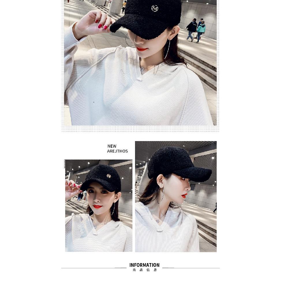 Women's baseball cap, student style, fleece-lined, thickened cap