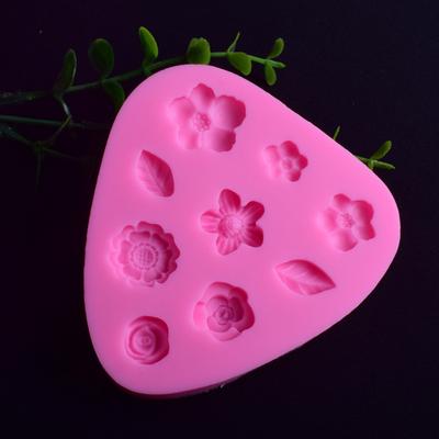 9 Zelfs schattige bloem fondant siliconen mal Chocolade koekje pudding mal DIY taartvorm