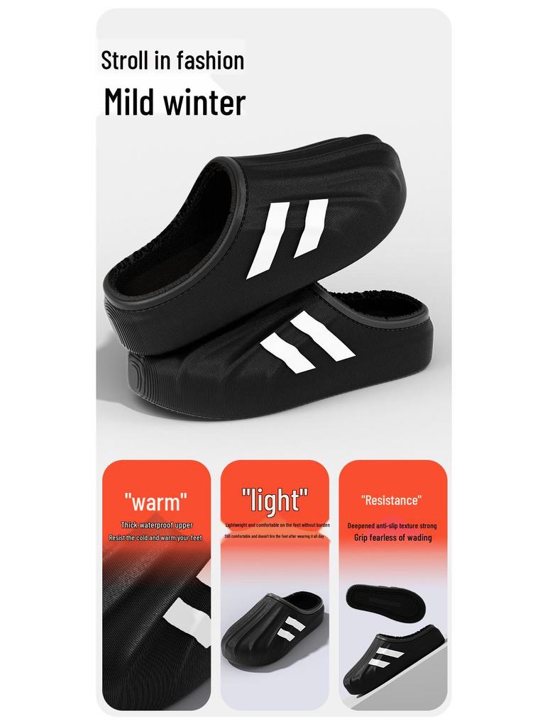2025 Waterproof Cotton Slippers: Thick-Soled, Non-Slip Indoor/Outdoor Warm Shoes for Men & Women