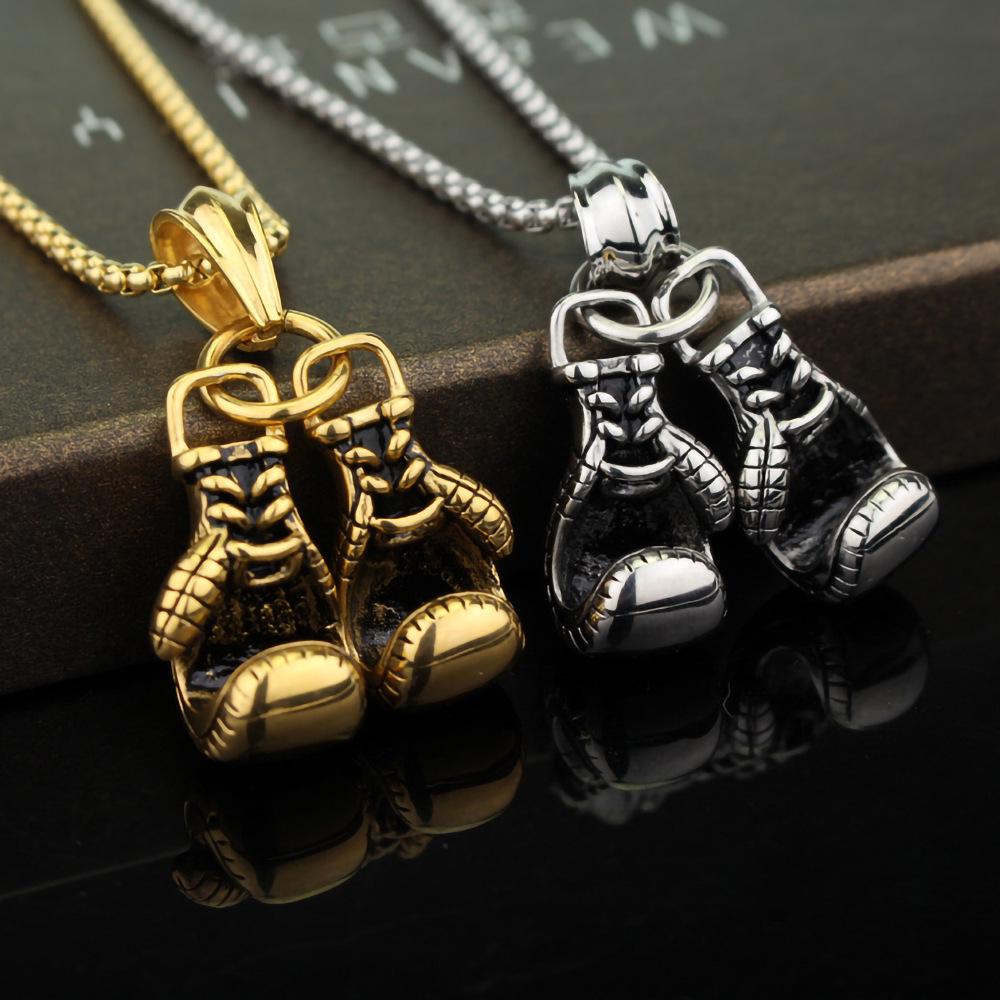 2025 Trendy European & American Fitness Boxing Glove Necklace - Punk Style Pendant Accessory