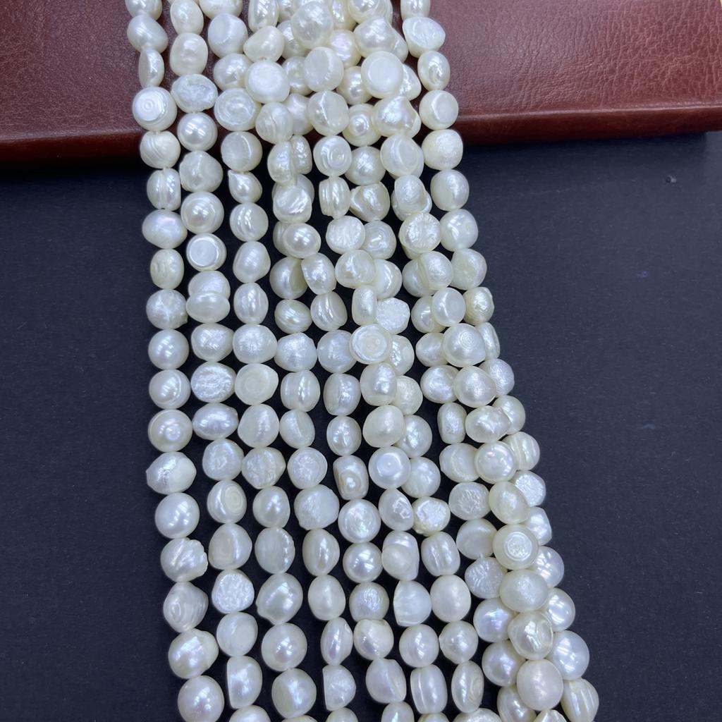 1String, Baroque White Natural Freshwater Pearls, Straight Hole Nugget Pearl Beads for Jewelry Making DIY Crafts Length 36cm)