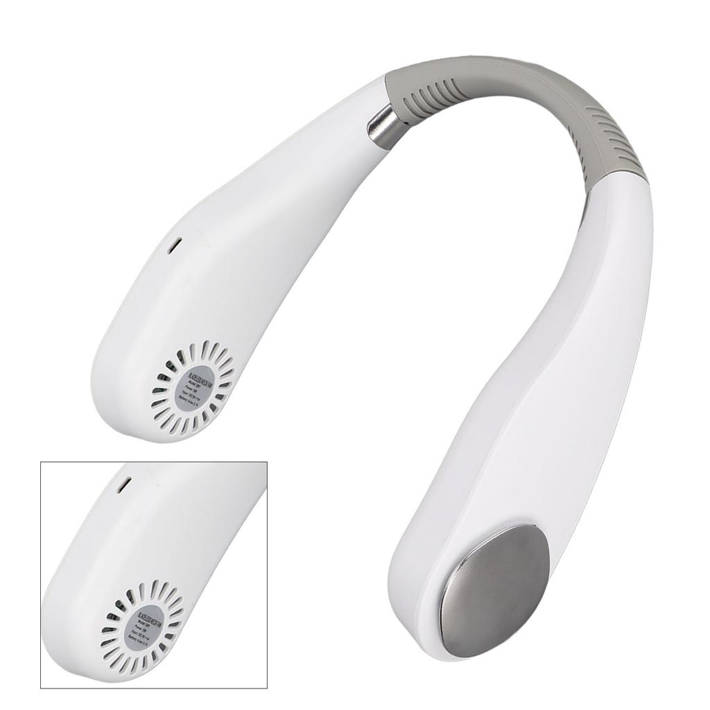Neck Fan Bladeless 3 Speeds USB Charging 3000mAh Battery Quiet Hands Free Ambience Light Face Fan for Office Travel