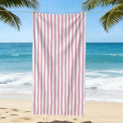 Serviette de Plage à Rayures Verticales Minimaliste Classique Impression Rayée Côtière Douce Absorbante Séchage Rapide Couverture de Plage Pour Usage Quotidien