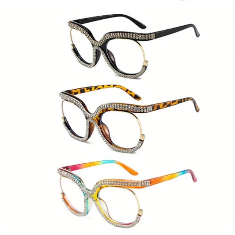 Fashion Cat Eye Reading Glasses with Rhinestone Embellishments - Suitable for Presbyopia From +1.0 To +4.0 Diopters