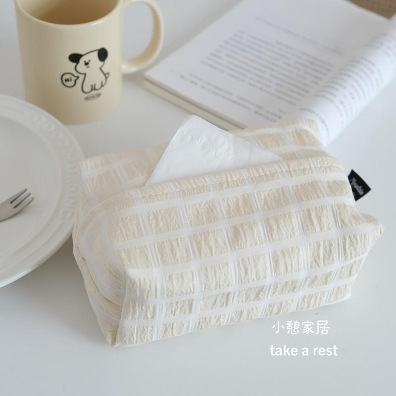 ins style Korean tissue cover i Korean Nordic French paper drawing storage bag tissue box plaid tulip