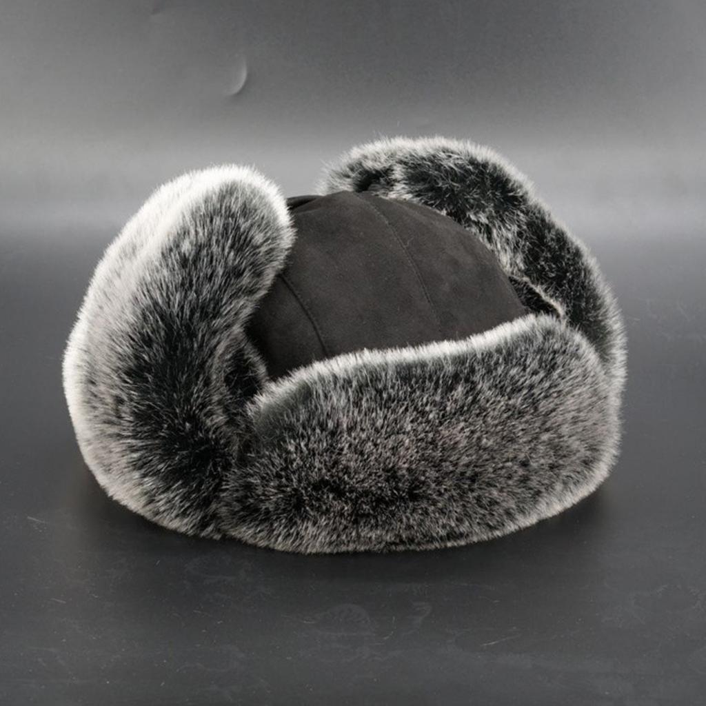 Winter Bomber Hats for Men, Ear Flap Pu Leather Faux Fur Trapper Hat, Ideal Choice for Gifts
