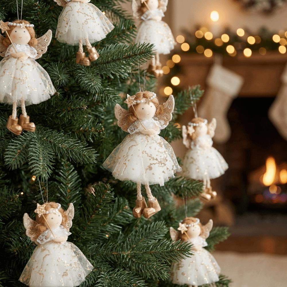 Fabric Xmas Tree Angel Pendant Tulle Skirt Christmas Tree Decor Home Decor