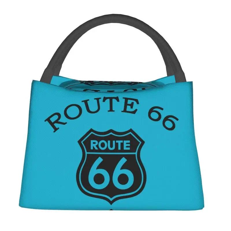 Custom Vintage Route 66 Lunch Bag Women Cooler Thermal Insulated Lunch Box for Work Pinic or Travel