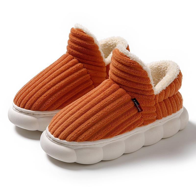 Men's and Women's Velvet-Lined Non-Slip Cotton Slippers for Indoor/Outdoor Use