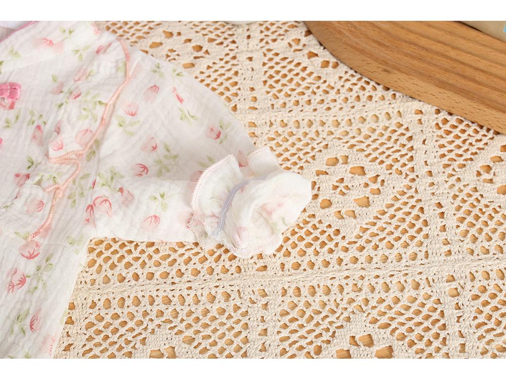 Spring Autumn Floral Princess Romper - Long Sleeve Korean Style Bodysuit for Baby Girls