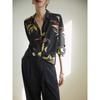 Retro Printed Silk Shirt Women's 2025 Spring and Summer Long-sleeved Loose High-end Mulberry Silk Shirt Temperament Bottoming Top
