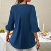 Women's V-neck Three-quarter Sleeve Loose Solid Color Casual Top/shirt