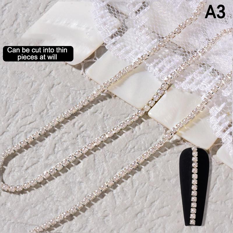 25Cm Long Luxury Crystal Chain Nail Charms Different Sizes Scalable Shinying Diamond Manicure Crystal Diy