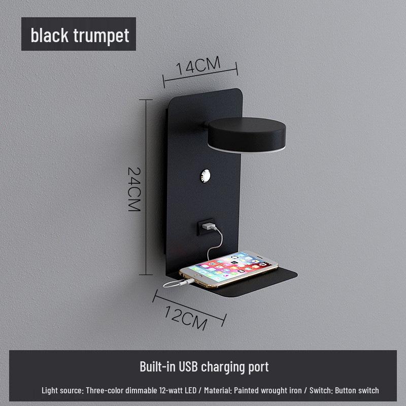 USB Charging LED Wall Lamp: Dimmable Bedroom and Study Light, No Wiring Needed
