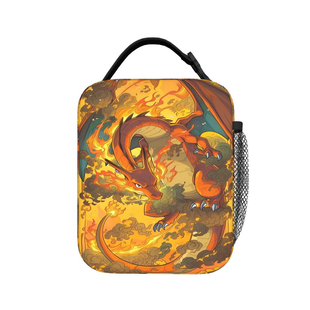 Charizard Simple Face Anime Lunch Bag For Child Print Outdoor Picnic Lunch Box Casual Convenient Oxford Cooler Bag