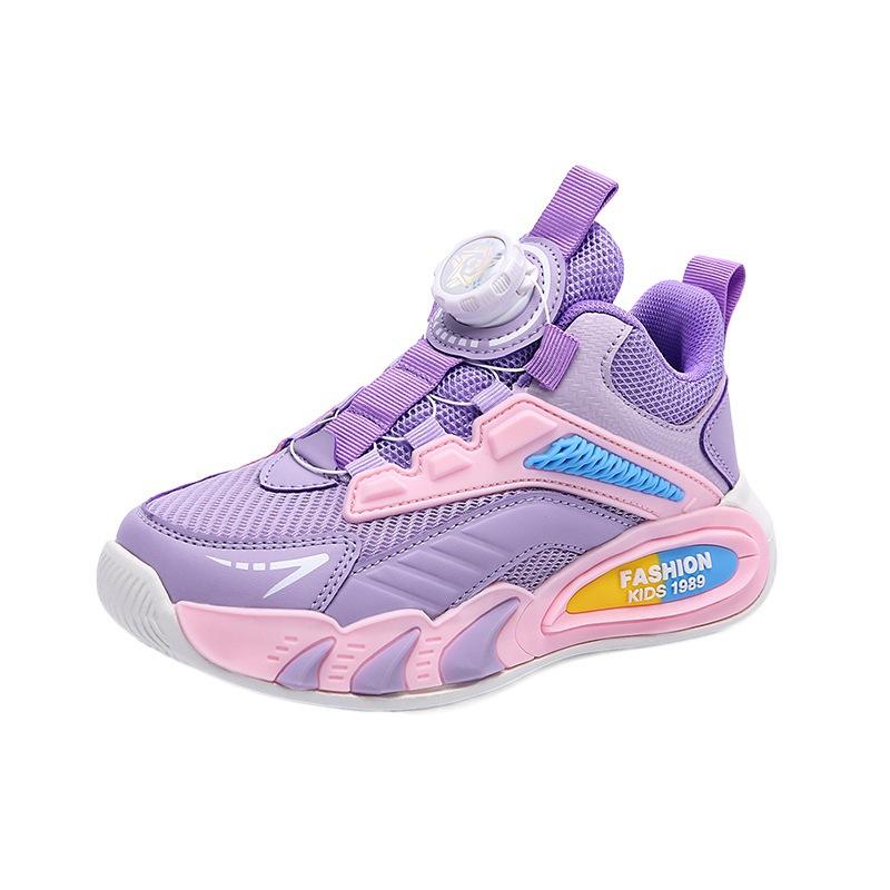 Running shoes children middle and older children 2025 black shoes new leather breathable mesh sports shoes spring student shoes men and women