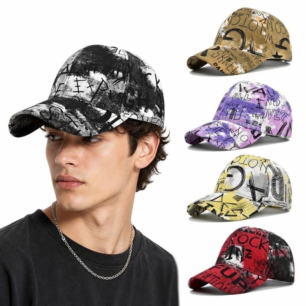 Adjustable Baseball Cap Graffiti Print Hip Hop Hat Casual Sun Hat for Women