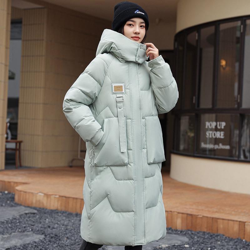 Winter Neuer Stil Abnehmbare Mütze Baumwollgepolsterte Kleidung Damen Mittellang Knielang Verdickte Baumwollgepolsterte Jacke Damenmantel