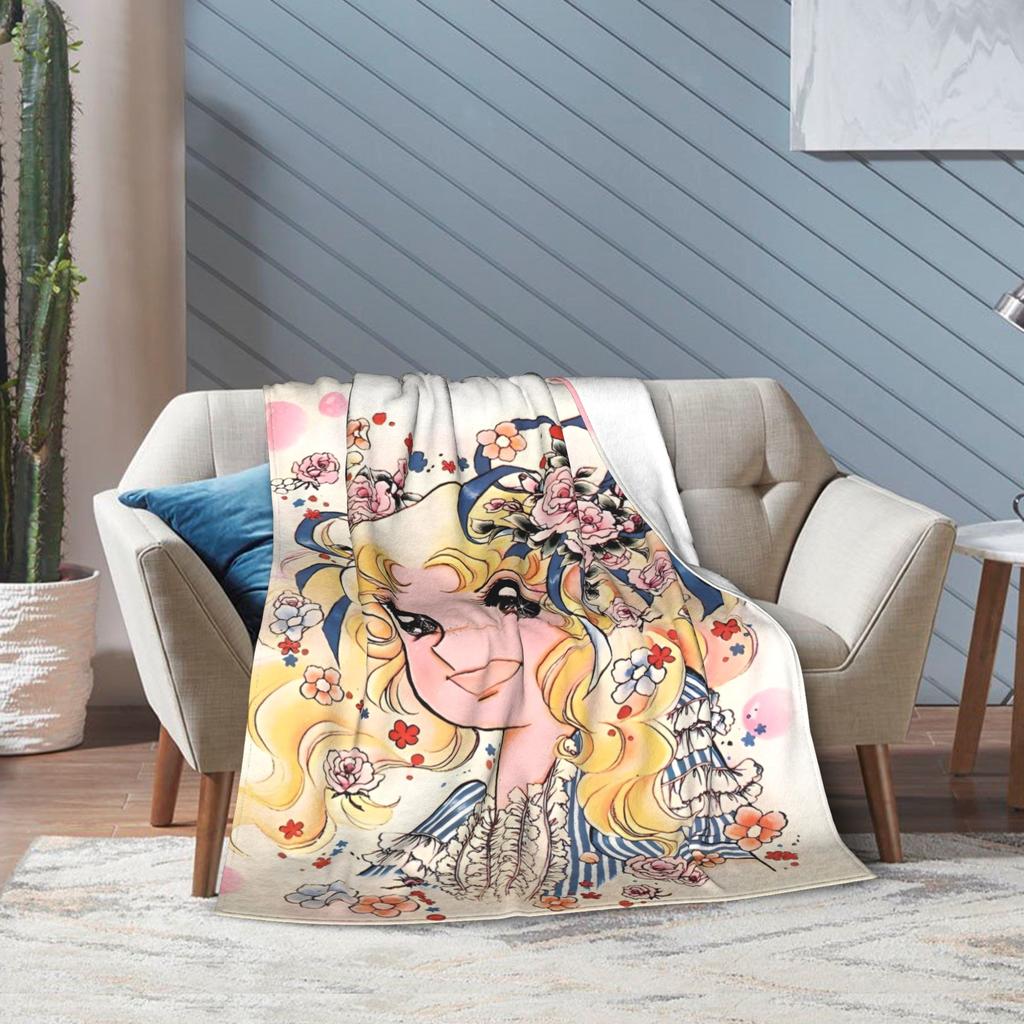 Candy Candy Cartoon Anime Blanket Flannel  Super Warm Throw Blanket for Outdoor Travel Bedspread